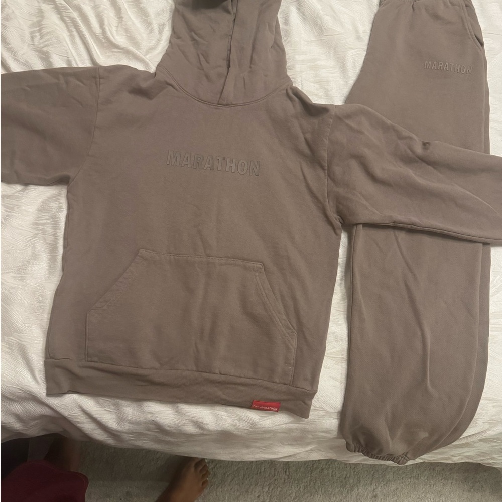 The Marathon Clothing Taupe Hoodie and Joggers Set